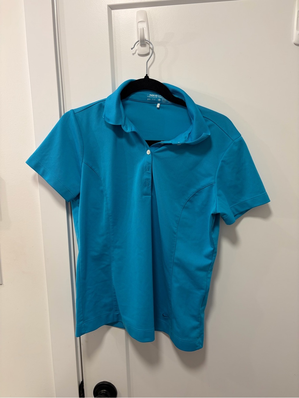 Nike Teal Blue Short Sleeve Button Down Polo